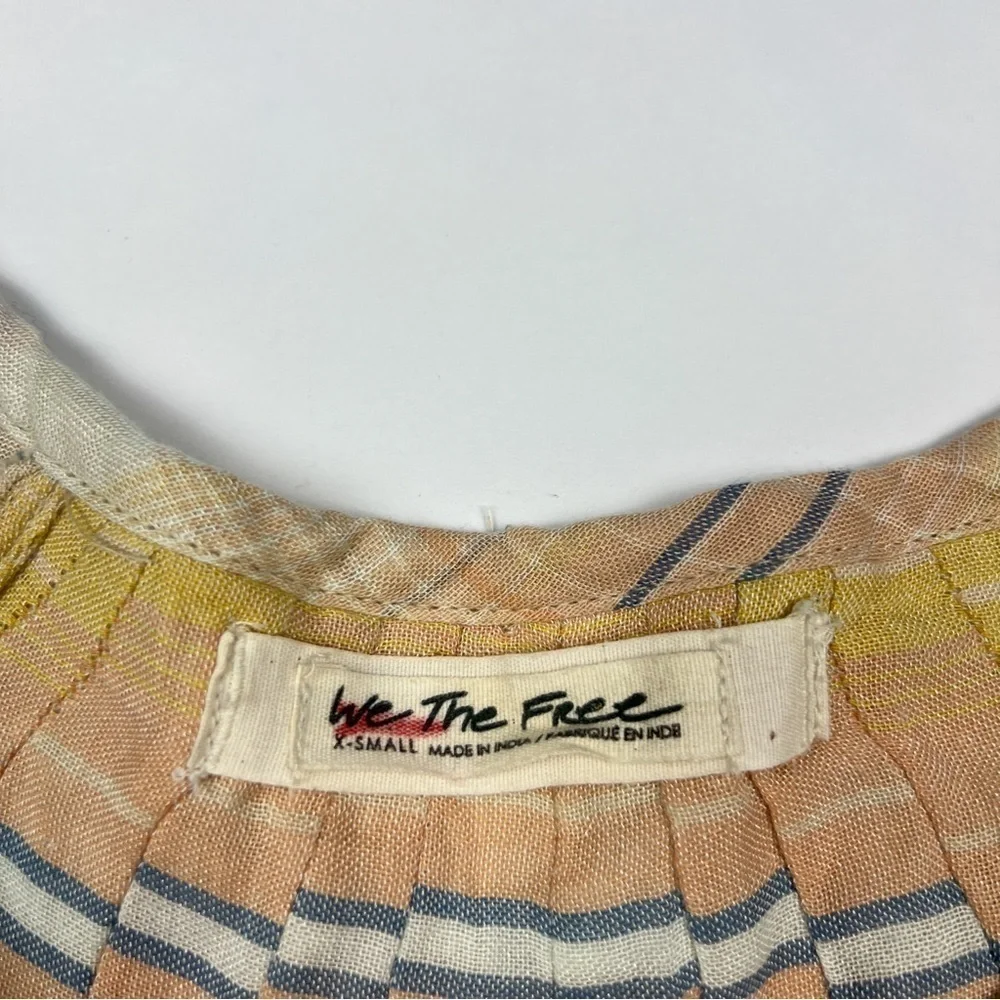 Free People Cream Long Sleeve Slouchy Cloudbreaker Plaid Tunic Top